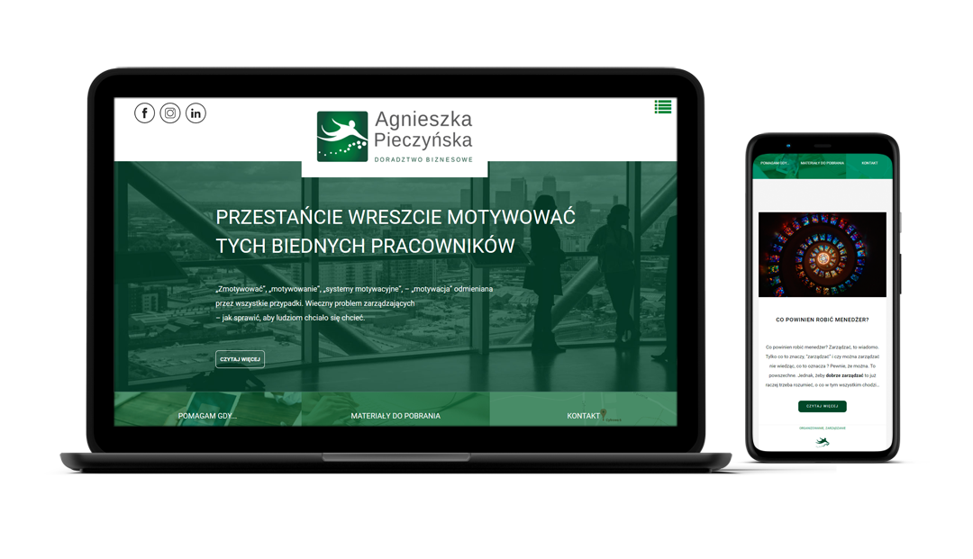 Realizacja strony internetowej: Doradztwo biznesowe Agnieszka Pieczyńska